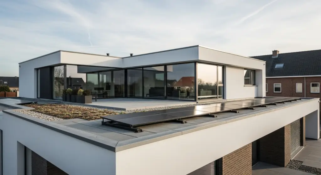 Maison moderne avec architecture à toit plat Mortsel