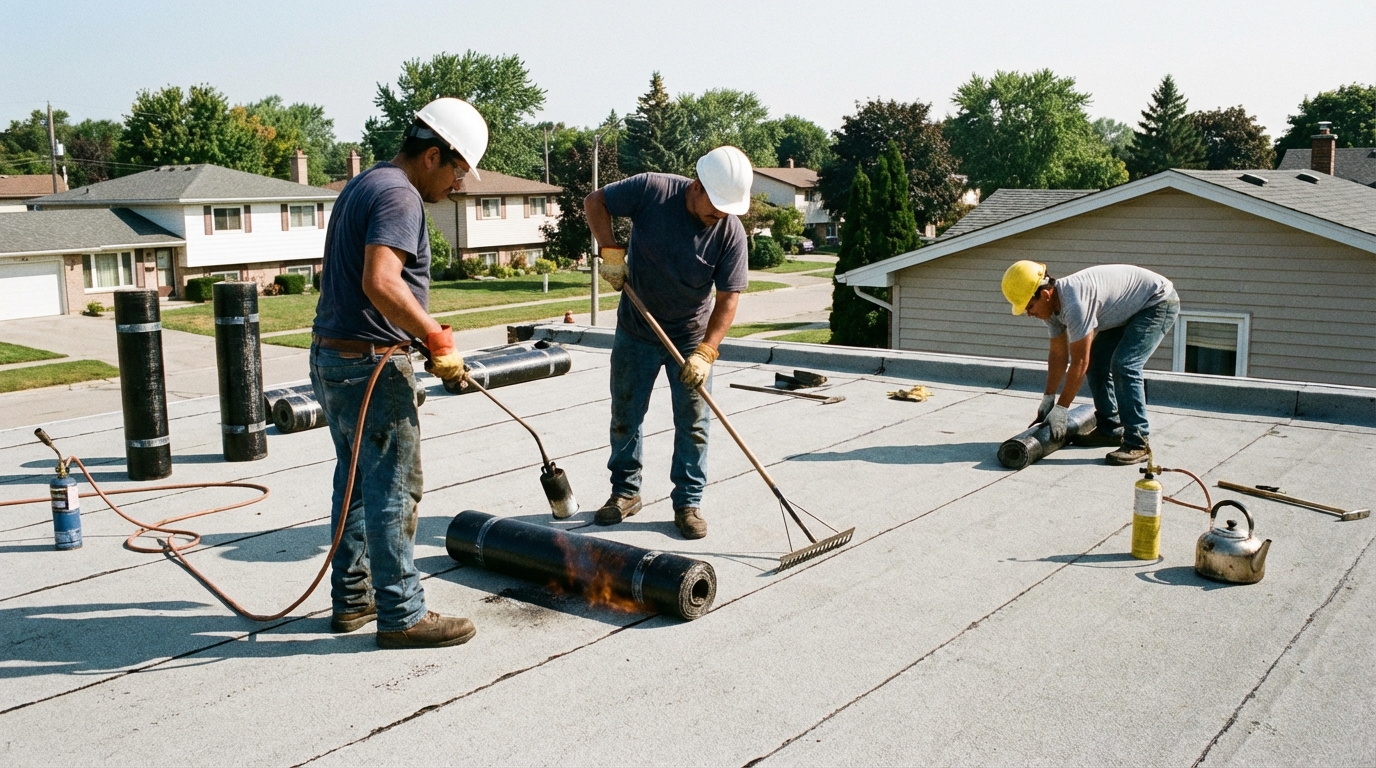 aanleg van een plat dak